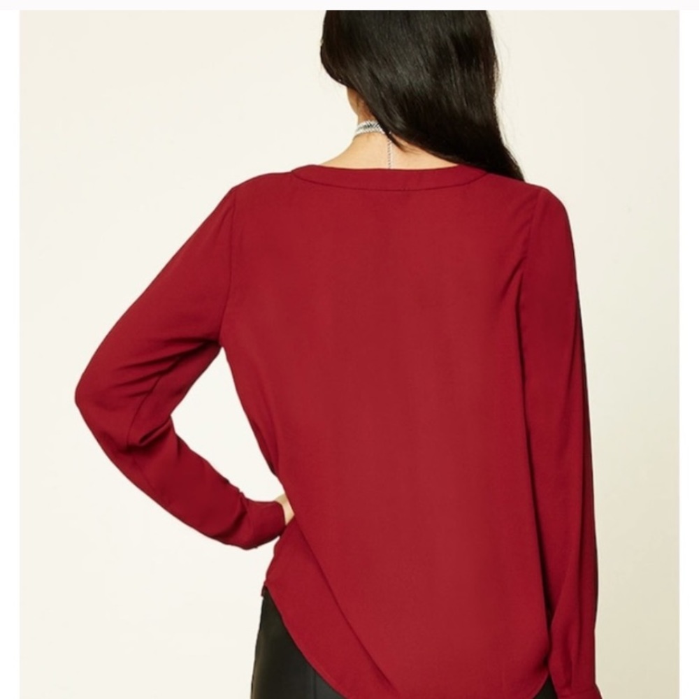 Forever 21 Cutout Surplice Red Top - Picture 4 of 7